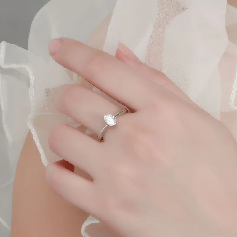 1 Karat ovaler Moissanit-Verlobungsring für Damen, 925er Sterlingsilber vergoldet, Solitär-Ehering, Größe 5–10