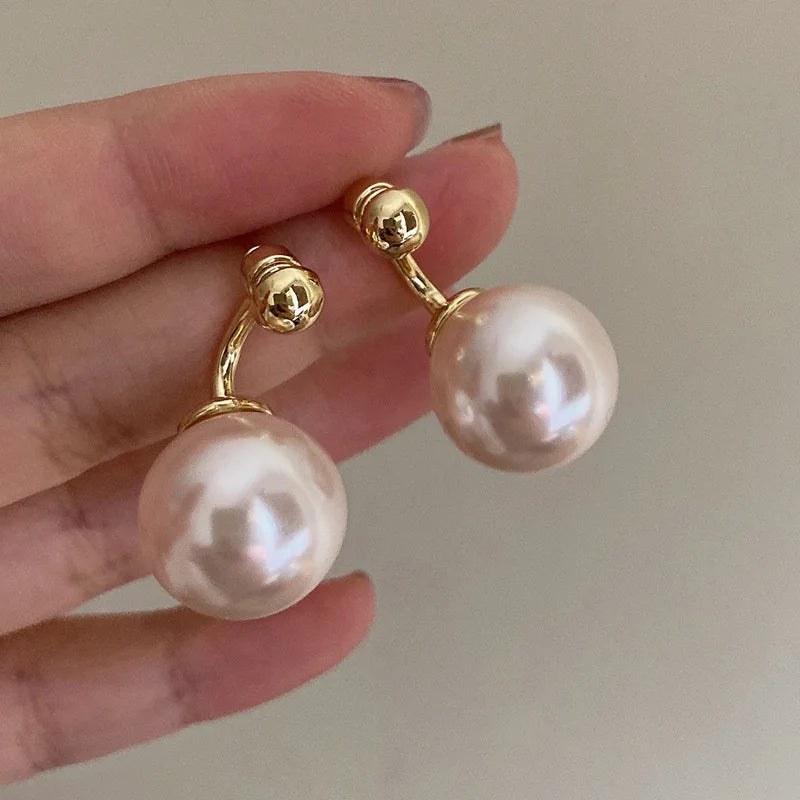 Round Pearl Stud Earrings