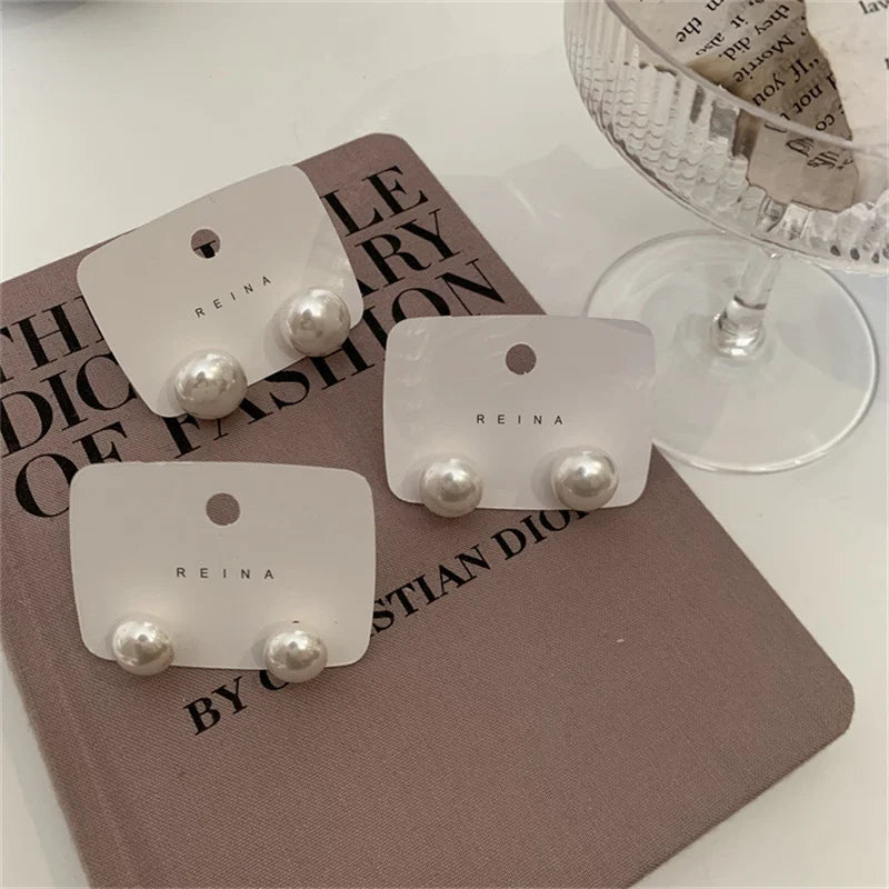 Round Pearl Stud Earrings