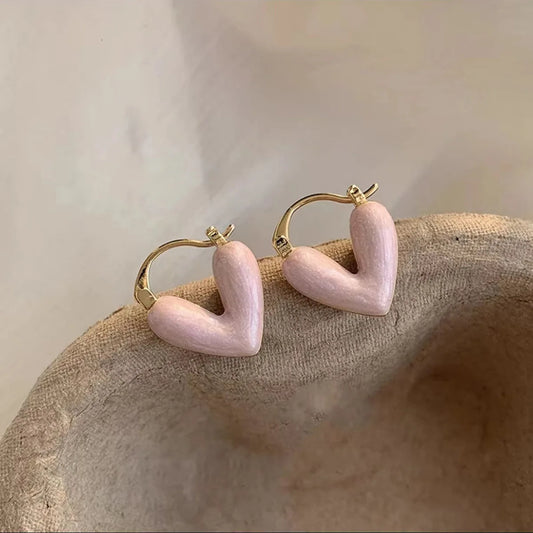 Enamel Heart Hoop Earrings