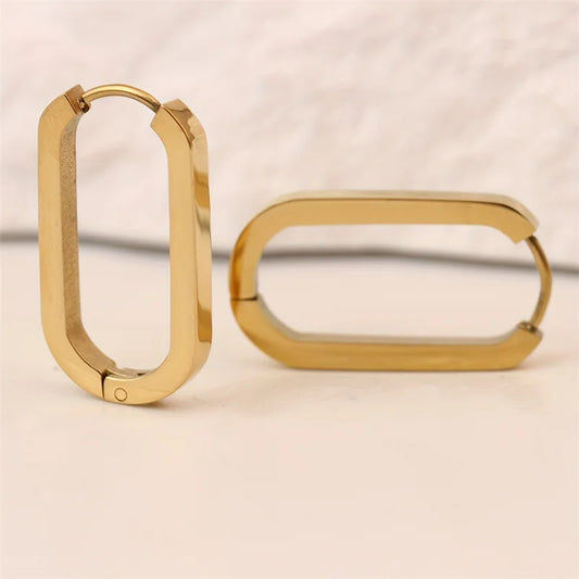 Trendy Oval Hoop Earrings Clip