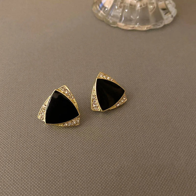 Triangle Stud Earrings Crystal