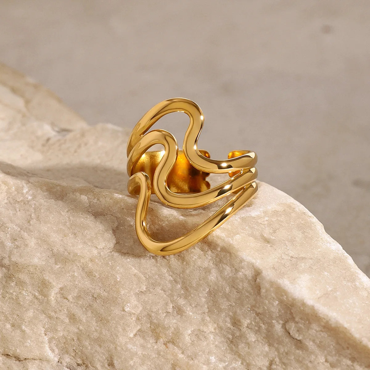 Gold Hollow Wide Ring
