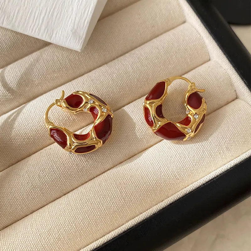 Enamel Color Hoop Earrings